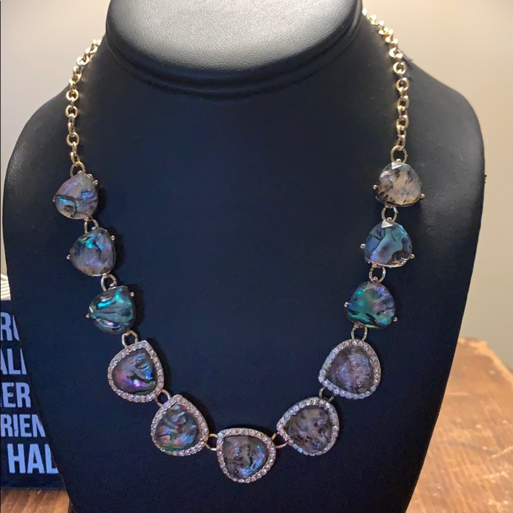 Turquoise Purple and Mint Green with gold necklace